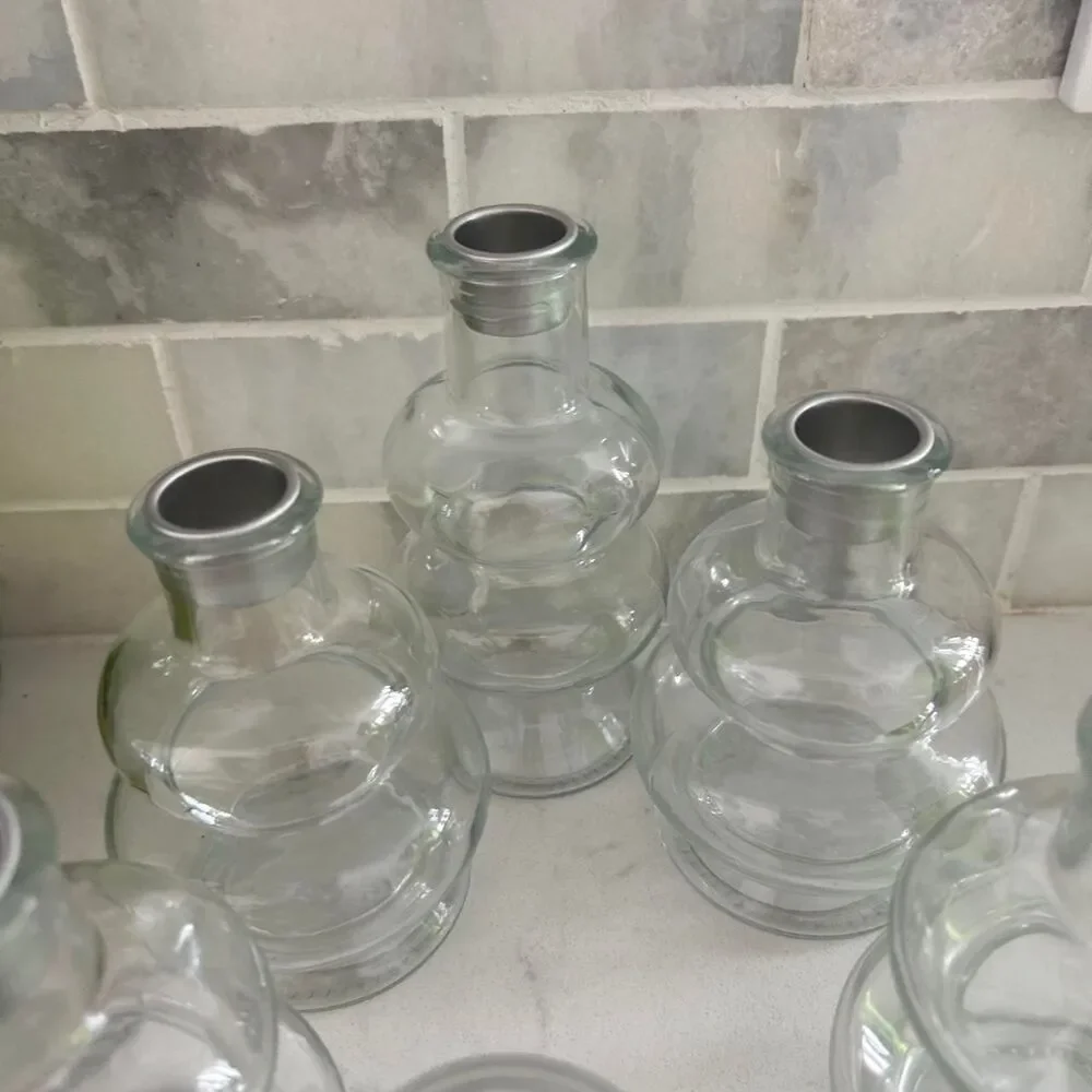 NWT Set of 6 Glass Bubble Candlestick Holders